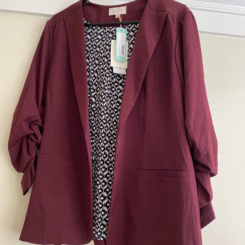 Burgundy Collarless Blazer from Stitch Fix